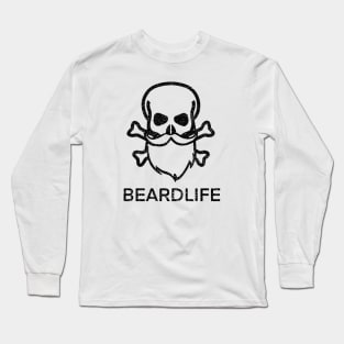 Skull and Beard Beardlife - Black Long Sleeve T-Shirt